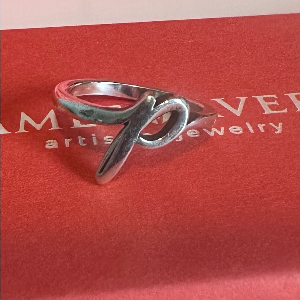 James Avery script letter P sterling silver ring size 5 - Picture 2 of 9